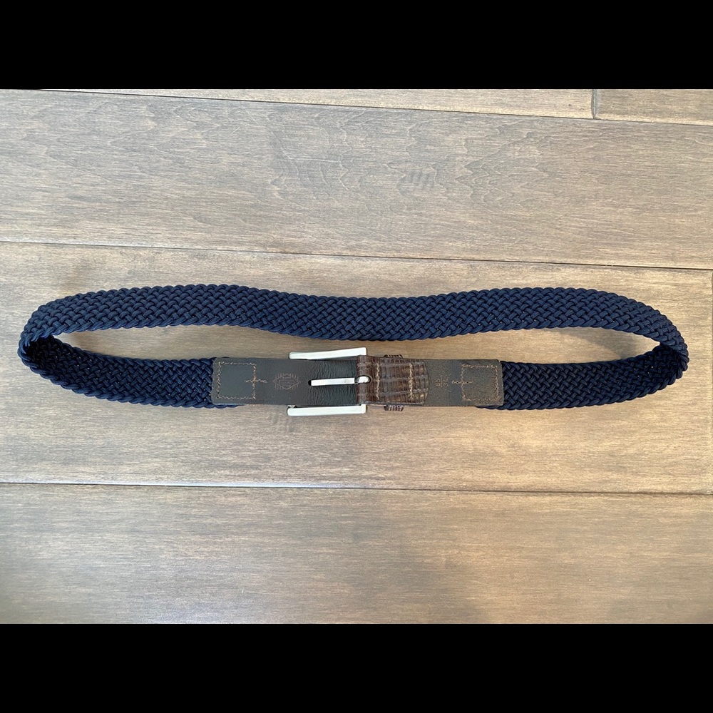 Blue Braided Belt with Brown Snakeskin Buckle - Picture 4 of 7